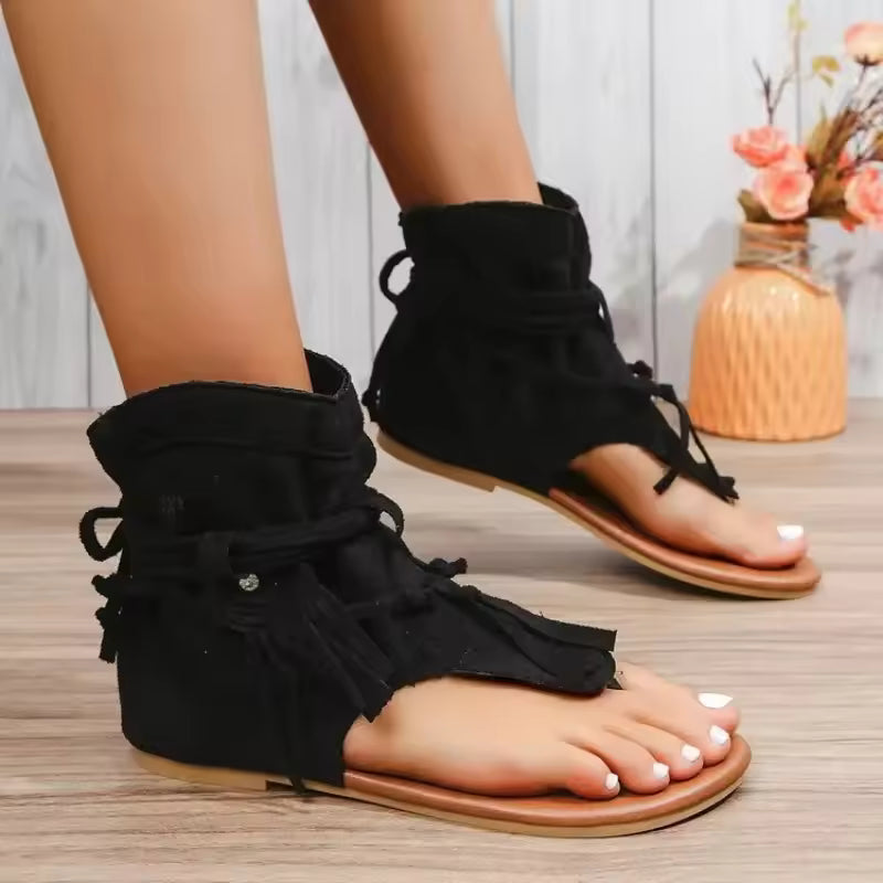 Casual Flip Flops Gladiator Vintage Bohemia Square Flat Sandals