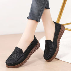 Casual Flower Genuine Leather Flats Platform Loafers Shoes