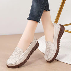 Casual Flower Genuine Leather Flats Platform Loafers Shoes