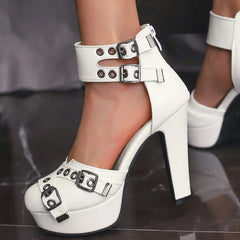 Casual Formal Wear Buckle Strap Platform Square High Heels