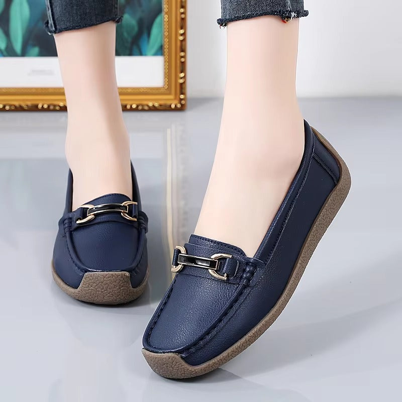Casual Genuine Leather Flats Luxury Loafers Slip-on Boat Shoes