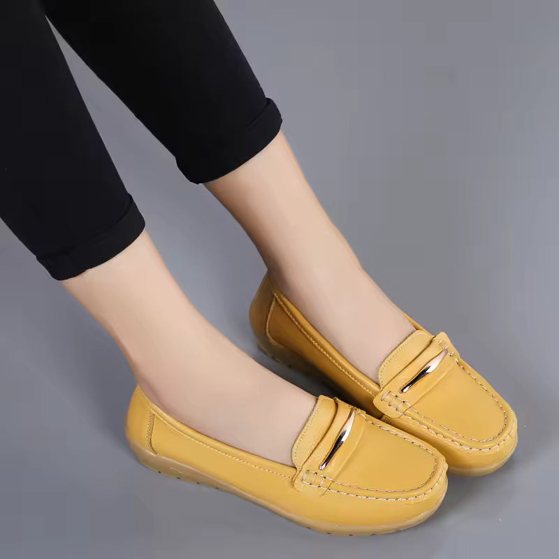 Casual Genuine Leather Loafers Platform Bling Slip Flats Shoes