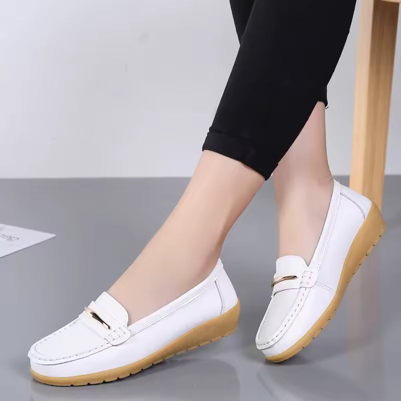 Casual Genuine Leather Loafers Platform Bling Slip Flats Shoes
