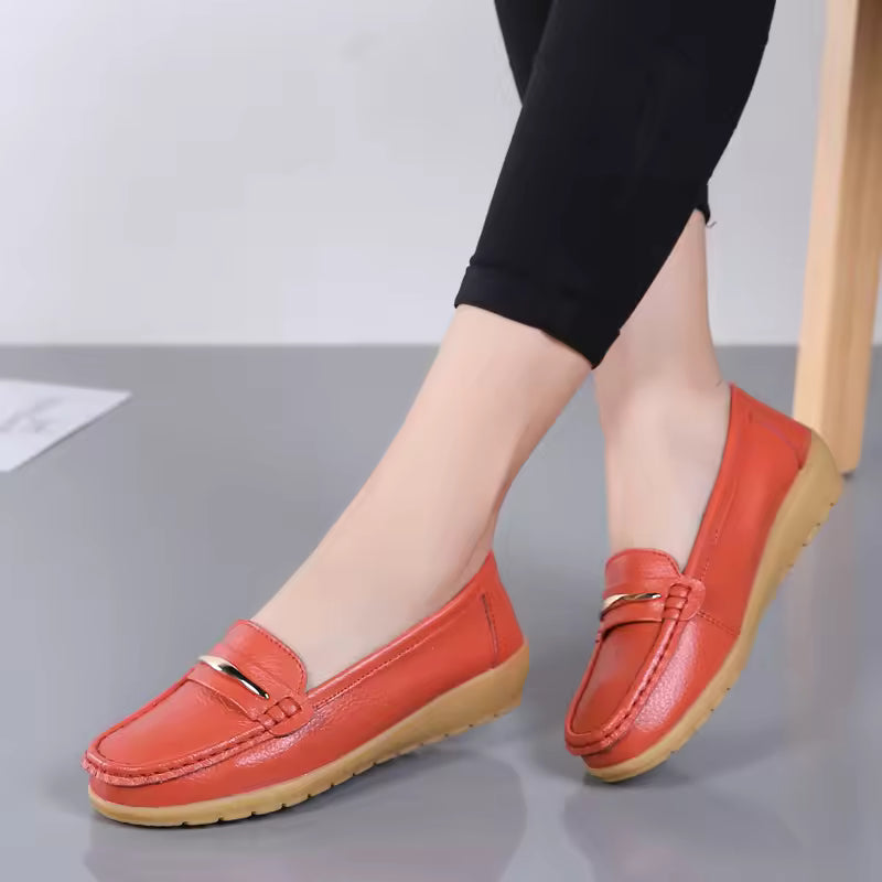 Casual Genuine Leather Loafers Platform Bling Slip Flats Shoes
