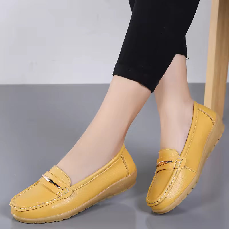 Casual Genuine Leather Loafers Platform Bling Slip Flats Shoes