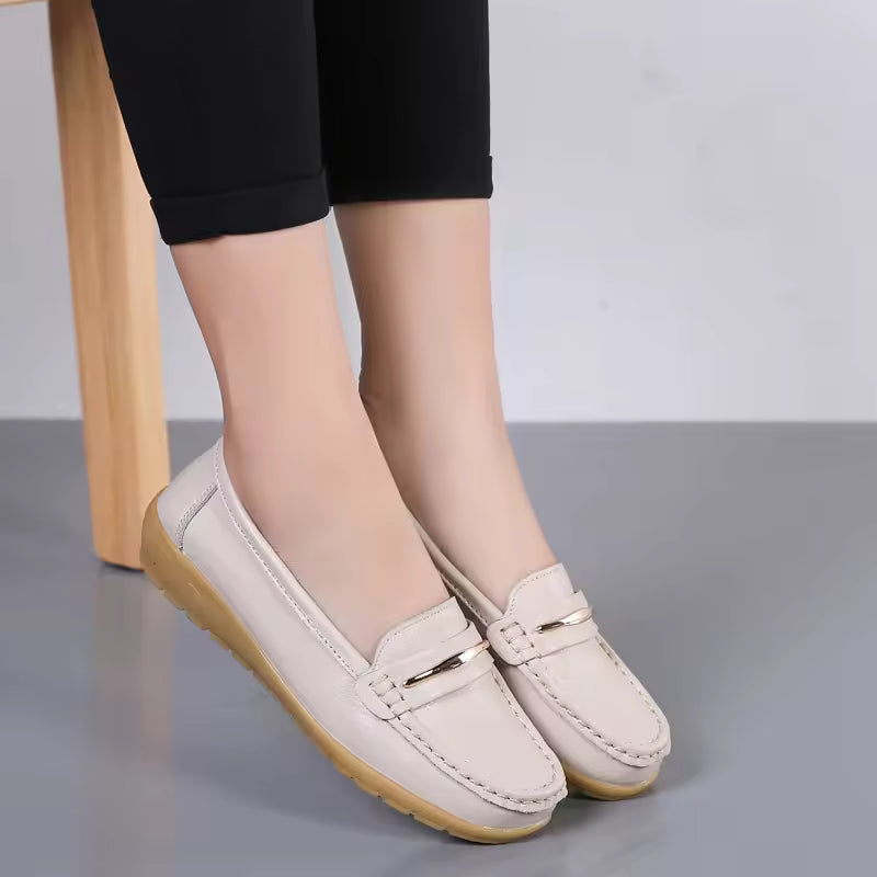 Casual Genuine Leather Loafers Platform Bling Slip Flats Shoes