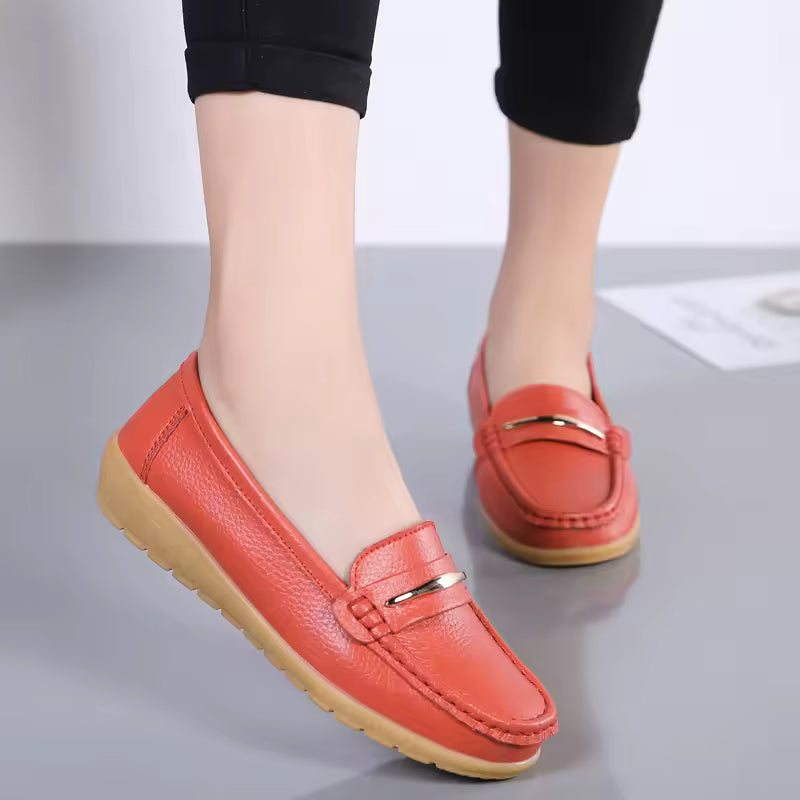 Casual Genuine Leather Loafers Platform Bling Slip Flats Shoes