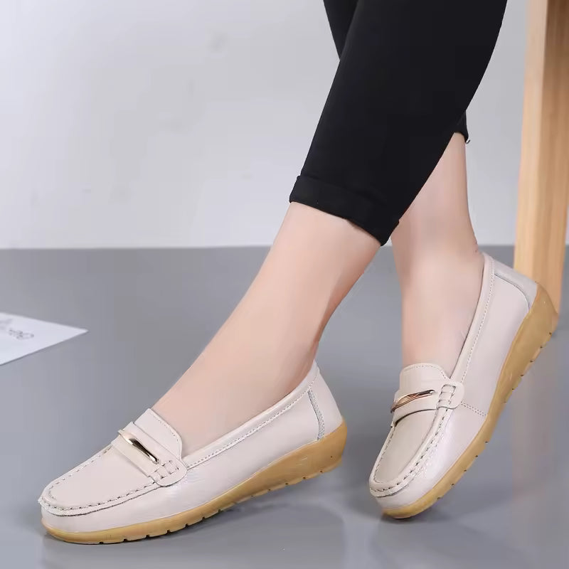 Casual Genuine Leather Loafers Platform Bling Slip Flats Shoes