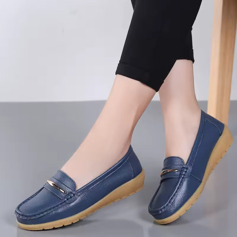 Casual Genuine Leather Loafers Platform Bling Slip Flats Shoes