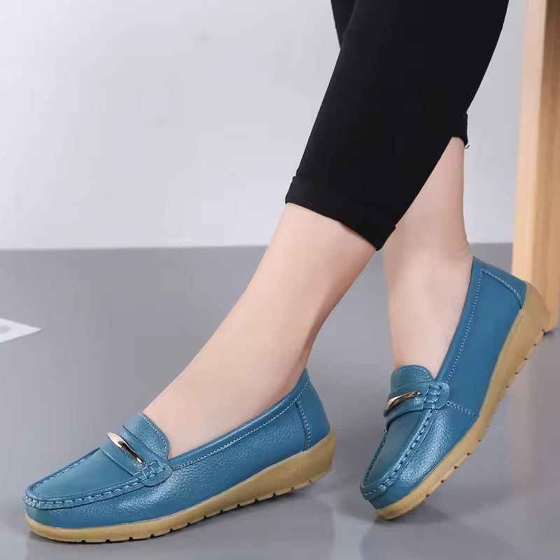 Casual Genuine Leather Loafers Platform Bling Slip Flats Shoes