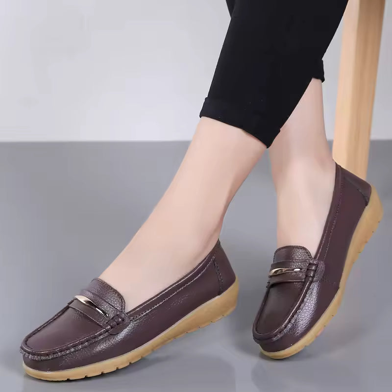 Casual Genuine Leather Loafers Platform Bling Slip Flats Shoes