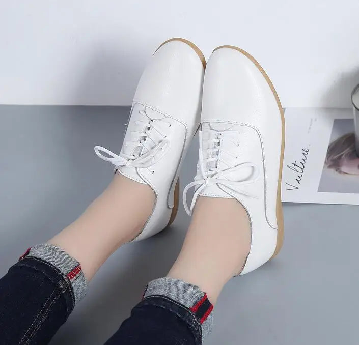 Casual Genuine Leather Loafers Soft Round Toe Flats Shoes