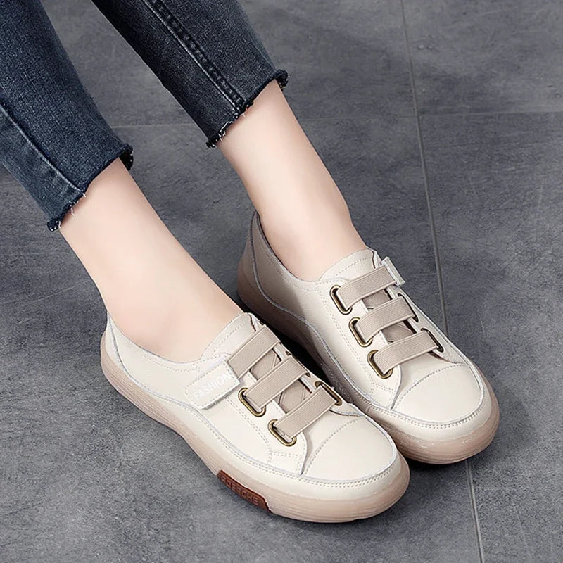 Casual Genuine Leather Stitched Slip on Ballet Flats Orthopedic Loafers