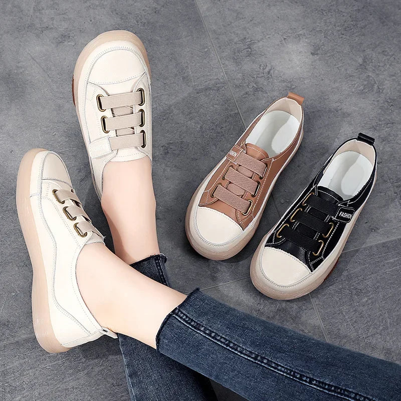 Casual Genuine Leather Stitched Slip on Ballet Flats Orthopedic Loafers