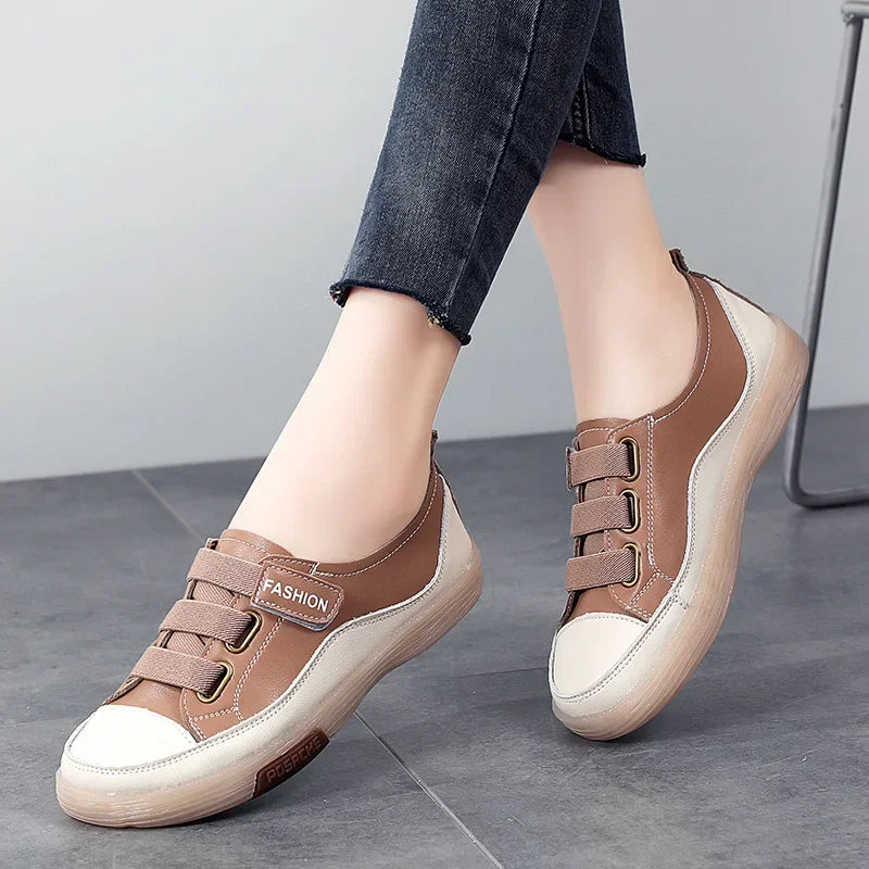 Casual Genuine Leather Stitched Slip on Ballet Flats Orthopedic Loafers