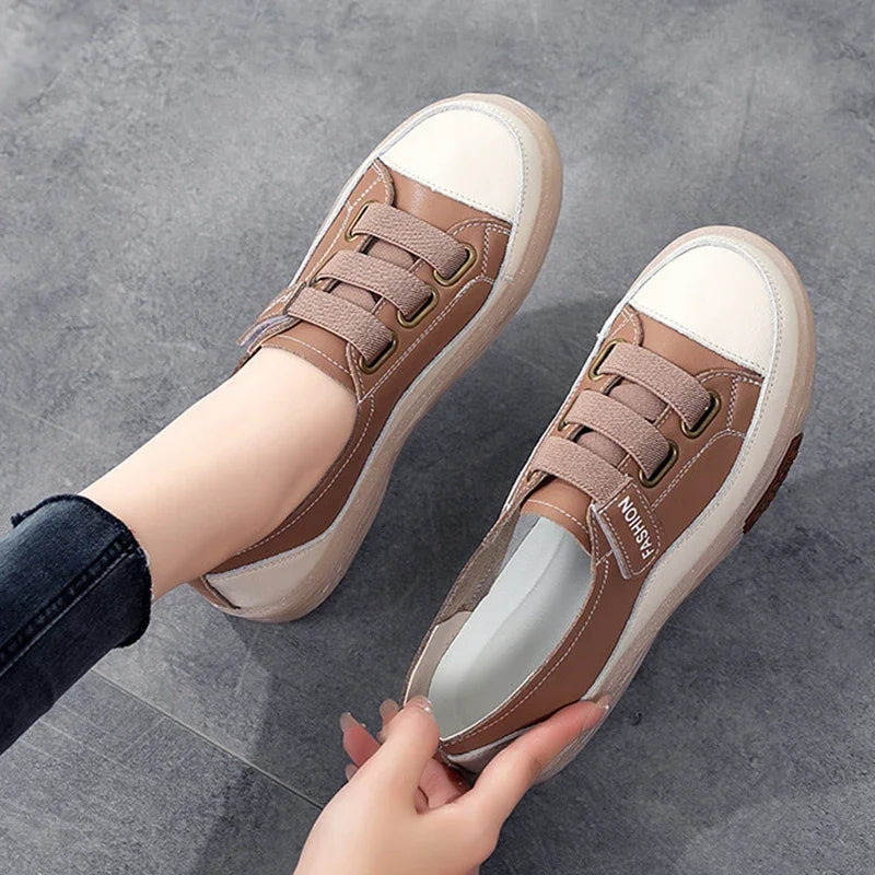 Casual Genuine Leather Stitched Slip on Ballet Flats Orthopedic Loafers