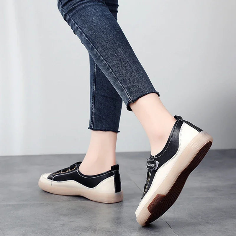 Casual Genuine Leather Stitched Slip on Ballet Flats Orthopedic Loafers