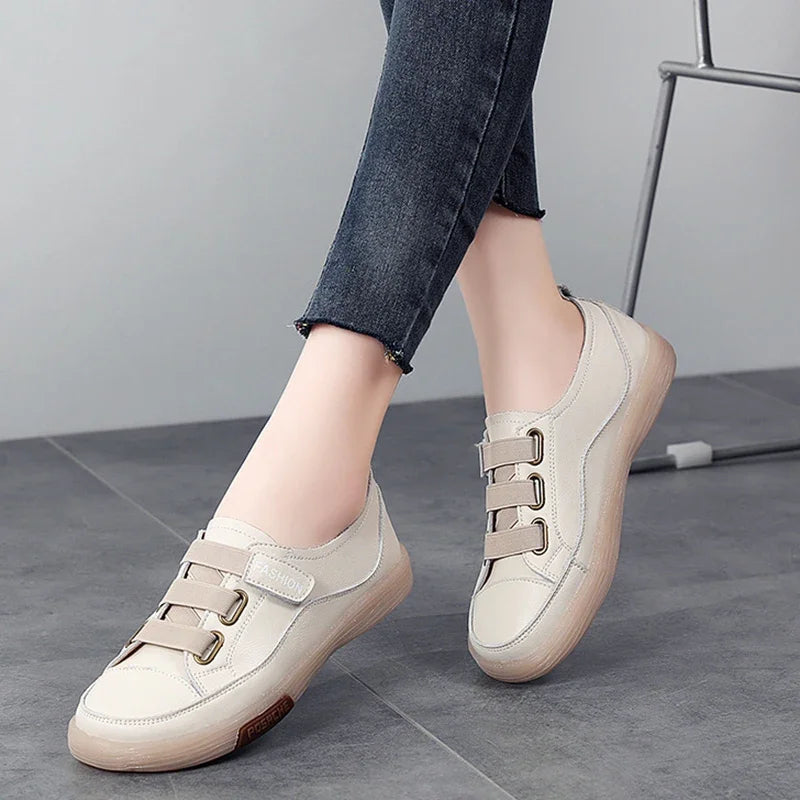 Casual Genuine Leather Stitched Slip on Ballet Flats Orthopedic Loafers