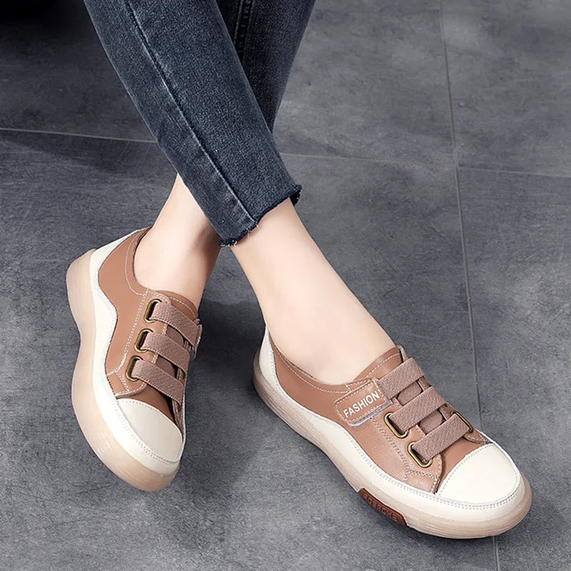 Casual Genuine Leather Stitched Slip on Ballet Flats Orthopedic Loafers