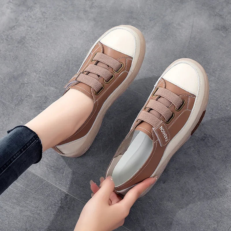 Casual Genuine Leather Stitched Slip on Ballet Flats Orthopedic Loafers