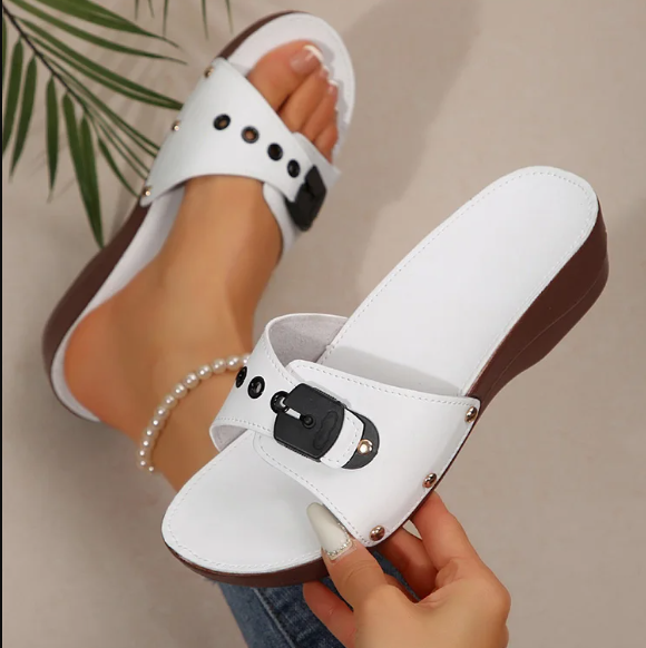 Casual Geometric Open Slip-On Wedges Sandals