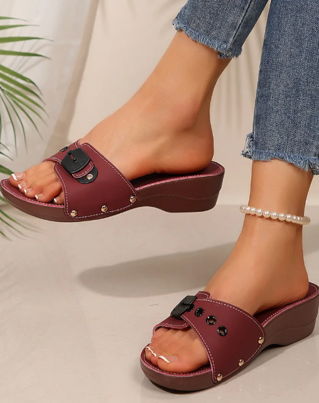 Casual Geometric Open Slip-On Wedges Sandals
