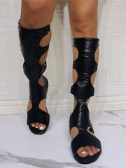 Casual Gladiator Sandals Knee High Flat Sandals