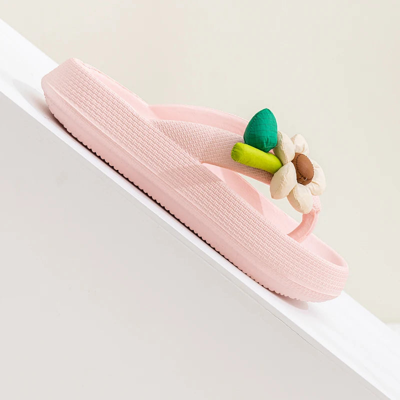 Casual Handmade Flower Soft-Bottom Cloud Beach Style Flip-flops Slippers