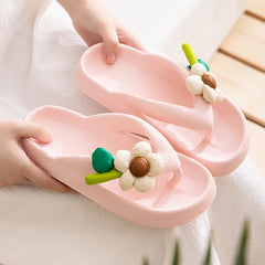 Casual Handmade Flower Soft-Bottom Cloud Beach Style Flip-flops Slippers