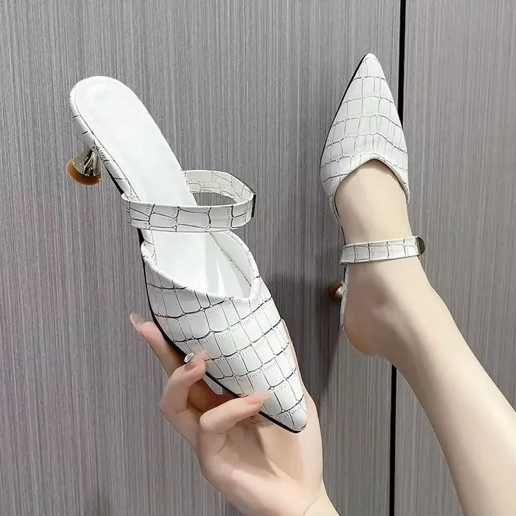 Casual High Heels Outdoor Slide Pointed Toe Mules Slippers