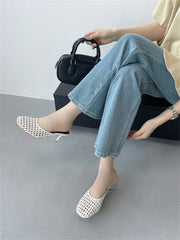 Casual Hollow Out Breathable Mesh Weaving Slippers