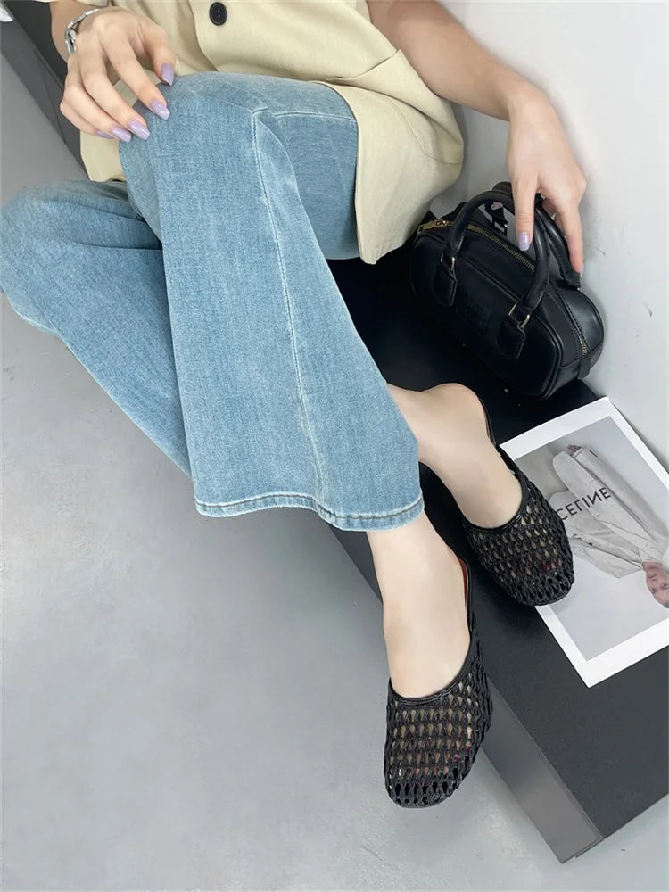 Casual Hollow Out Breathable Mesh Weaving Slippers