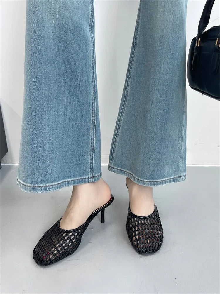 Casual Hollow Out Breathable Mesh Weaving Slippers
