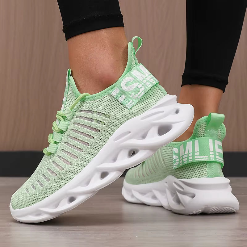 Casual Lace Up Breathable Platform Mesh Jogging Shoes