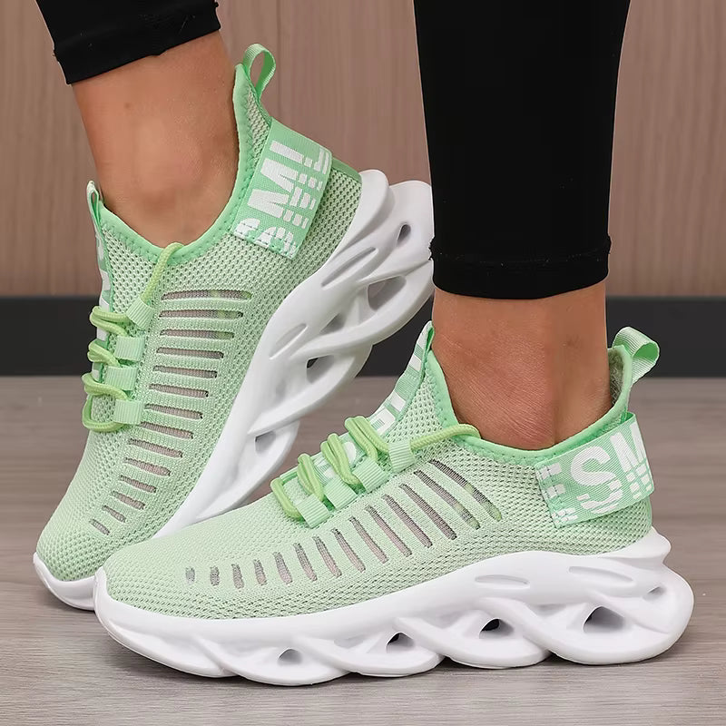 Casual Lace Up Breathable Platform Mesh Jogging Shoes