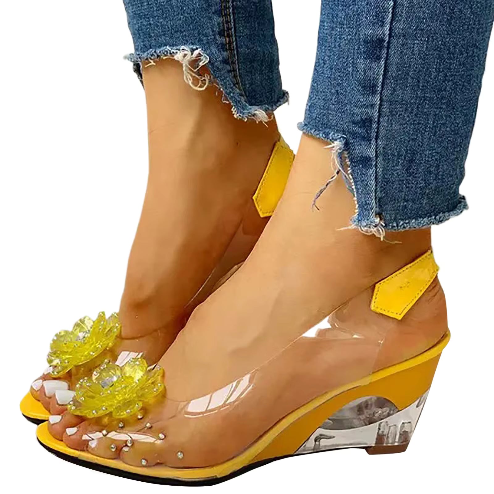 Casual Lace Up Pointed toe Animal Prints Elastic Band Wedges High Heel