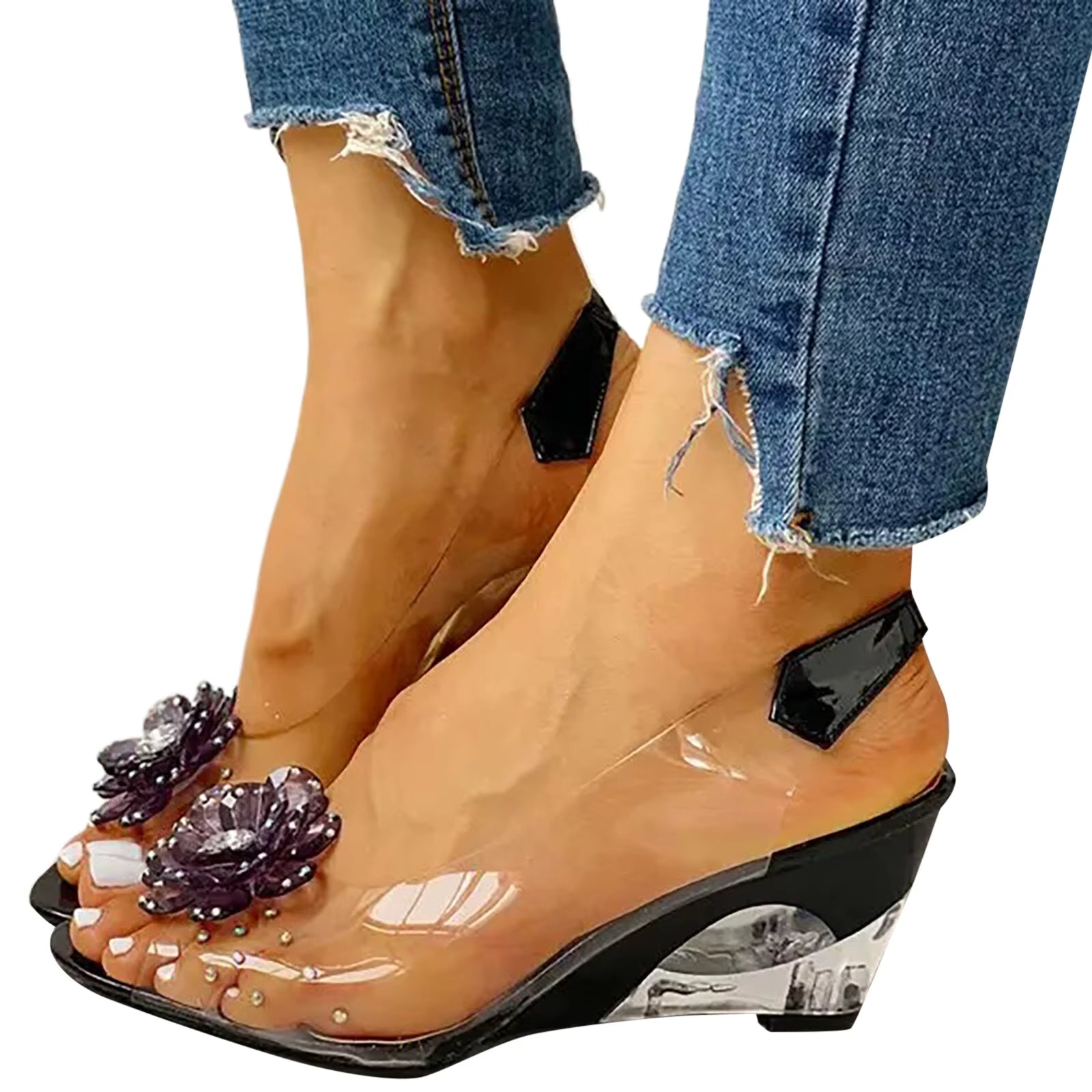 Casual Lace Up Pointed toe Animal Prints Elastic Band Wedges High Heel