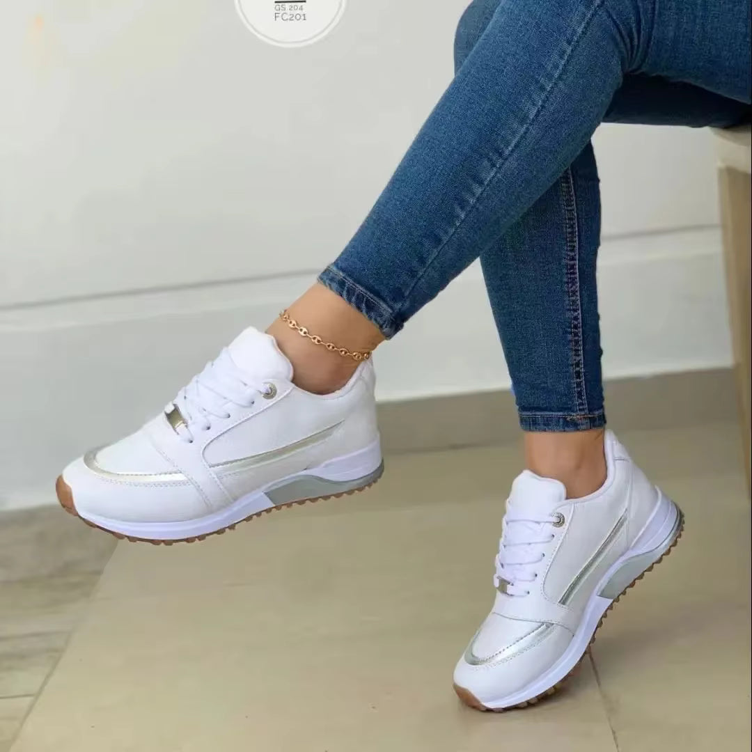 Casual Lace Up Sneakers Outdoor Running Round Toe Flat Platform Shoes