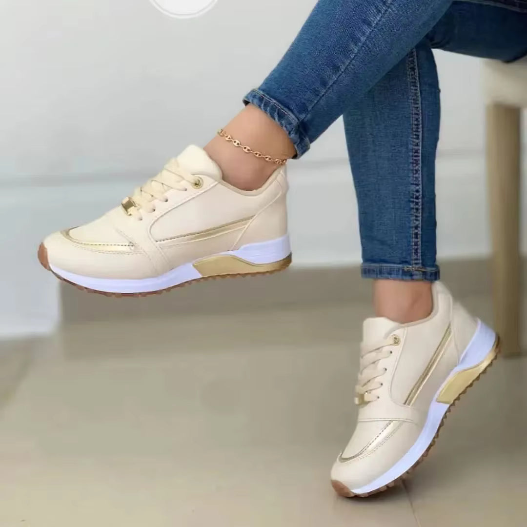 Casual Lace Up Sneakers Outdoor Running Round Toe Flat Platform Shoes