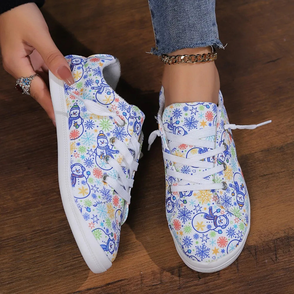 Casual Lace-up Cotton Fabric Skulls Prints Footwear Shoes