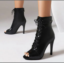 Casual Latin Dance Leather Cotton Fabric Stilettos Booties