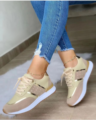 Casual Leather Patchwork Round Toe Outdoor Running Platform Shoes