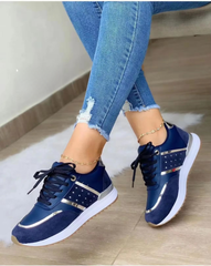 Casual Leather Patchwork Round Toe Outdoor Running Platform Shoes