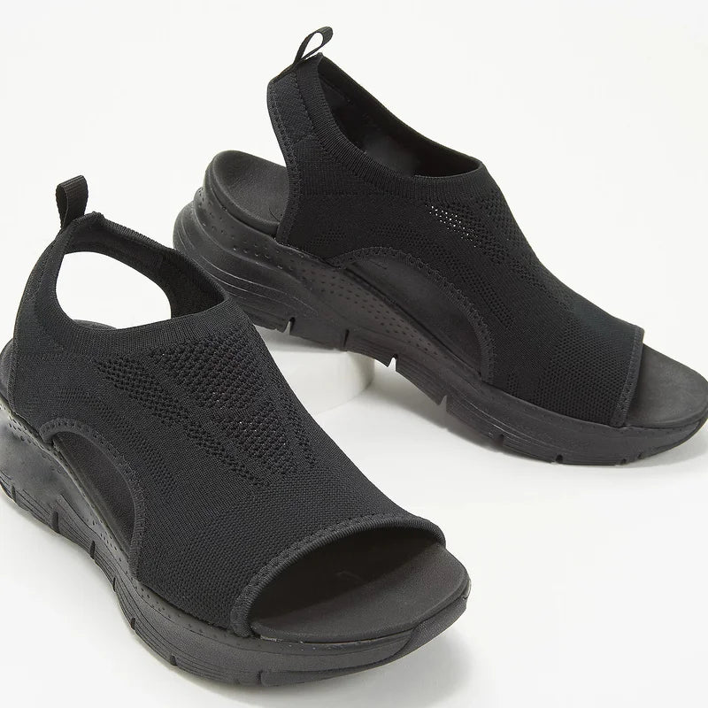 Casual Light Mesh Fish Platform Open Toe Wedge Sandals
