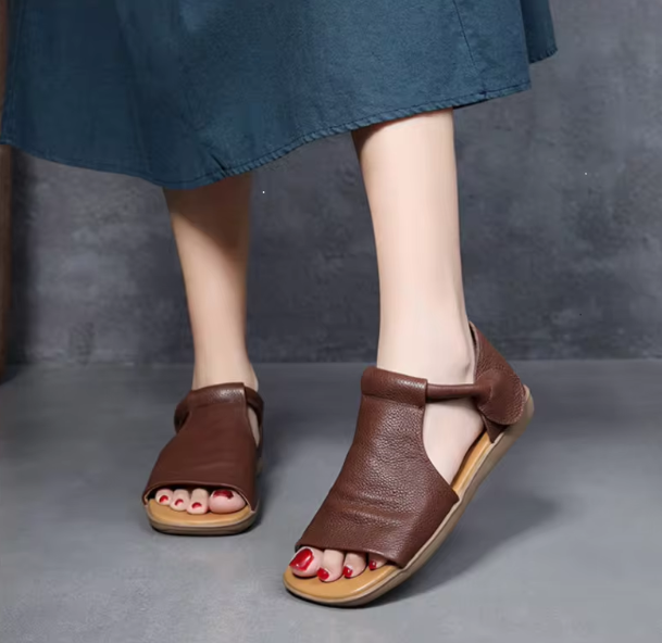 Casual Lightweight Cross Adjustable Ankle Strap With Open-Toe Flat Sandals