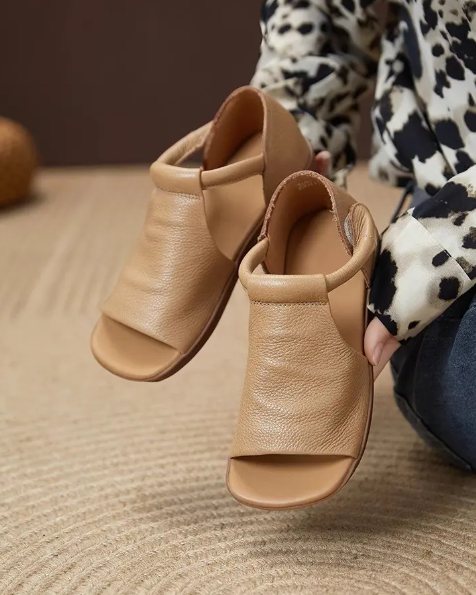 Casual Lightweight Cross Adjustable Ankle Strap With Open-Toe Flat Sandals