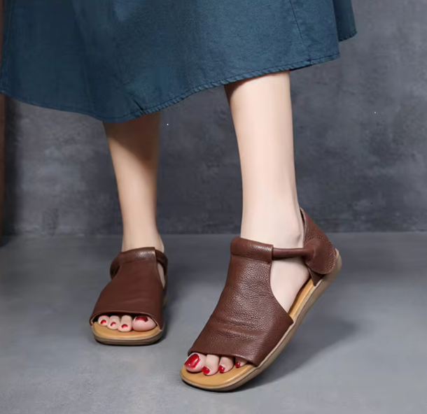 Casual Lightweight Cross Adjustable Ankle Strap With Open-Toe Flat Sandals