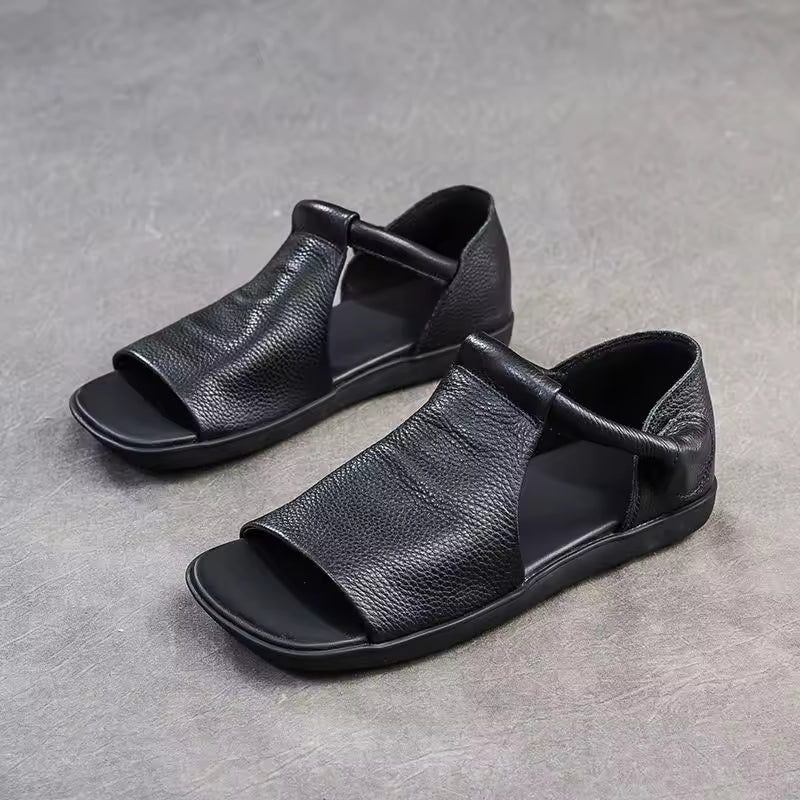 Casual Lightweight Cross Adjustable Ankle Strap With Open-Toe Flat Sandals