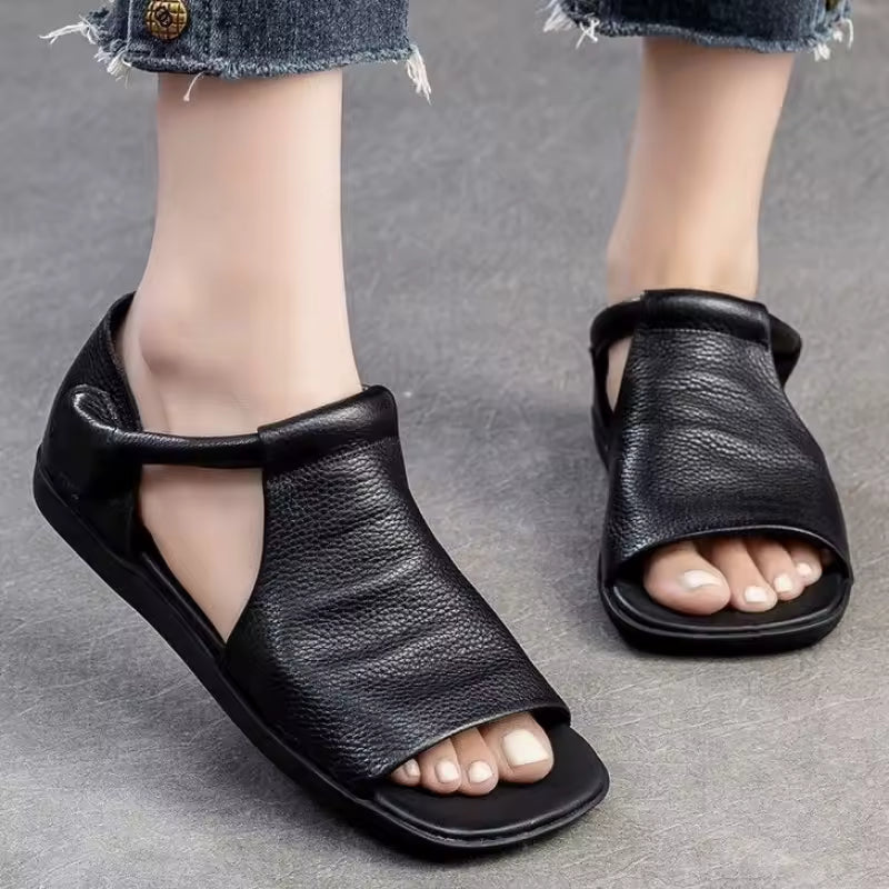 Casual Lightweight Cross Adjustable Ankle Strap With Open-Toe Flat Sandals