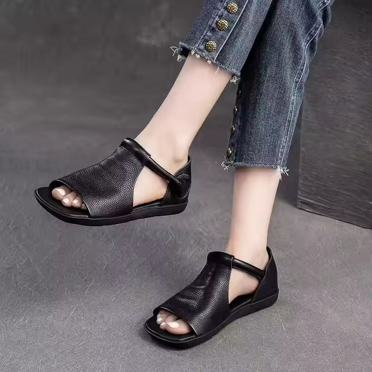 Casual Lightweight Cross Adjustable Ankle Strap With Open-Toe Flat Sandals